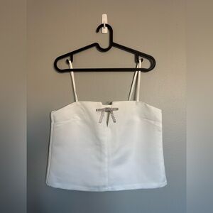 H&M White Bow Detail Crop Cami Top Size S
